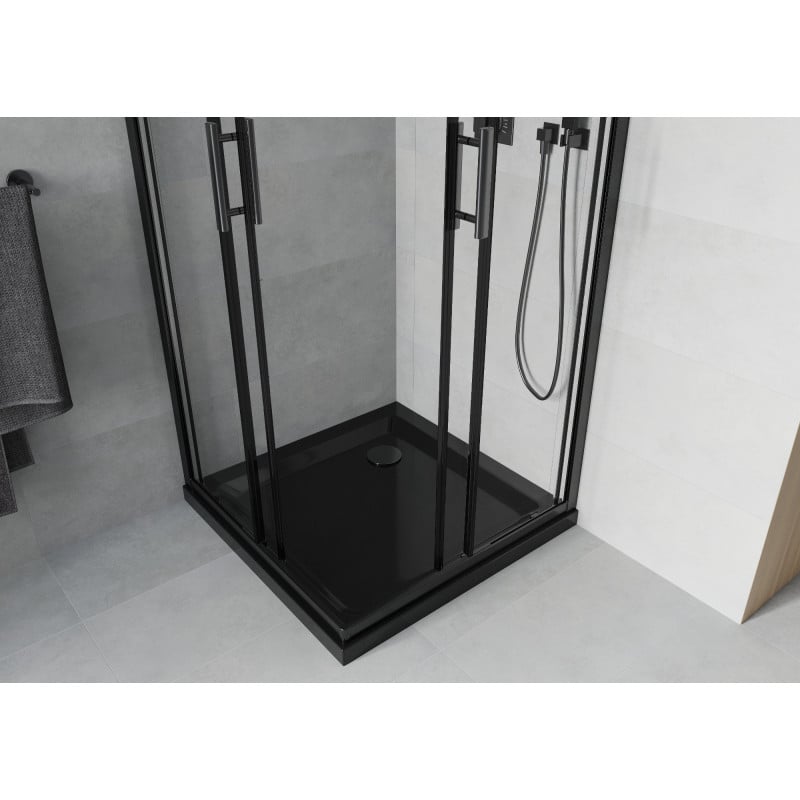 Mexen Rio shower cabin square 80 x 80 cm, transparent, black + Flat shower tray, black - 860-080-080-70-00-4070B