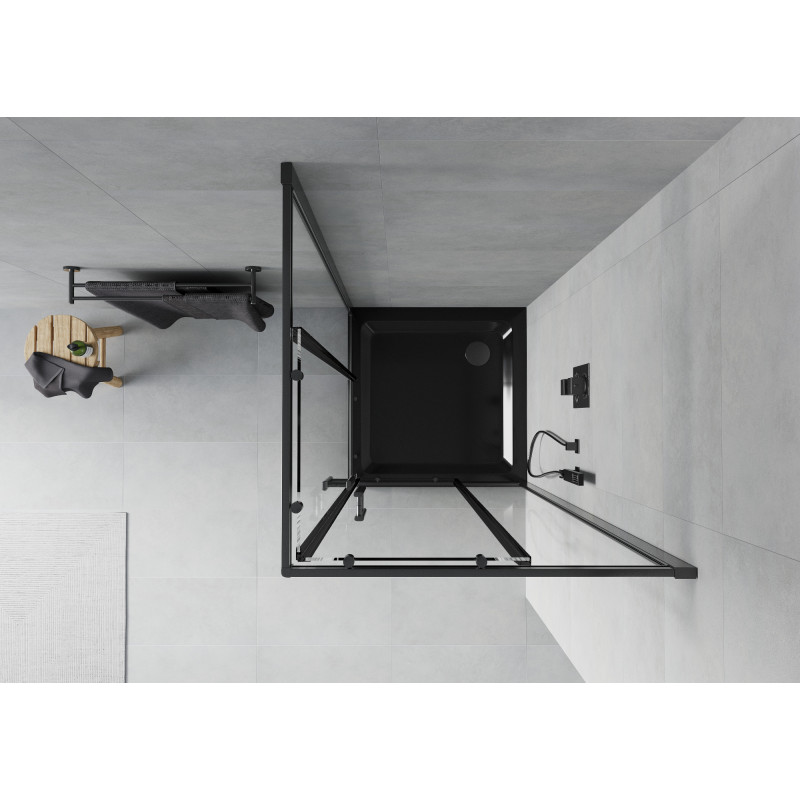 Mexen Rio shower cabin square 80 x 80 cm, transparent, black + Flat shower tray, black - 860-080-080-70-00-4070B