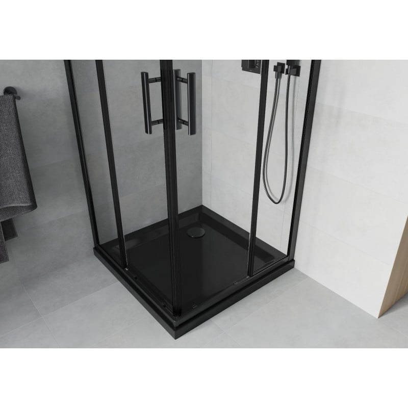 Mexen Rio shower cabin square 80 x 80 cm, transparent, black + Flat shower tray, black - 860-080-080-70-00-4070B