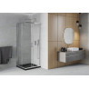 Mexen Rio square shower enclosure 80 x 80 cm, transparent, chrome + Flat tray, black - 860-080-080-01-00-4070