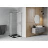 Mexen Rio square shower cabin 80 x 80 cm, frost, chrome + Flat shower tray, black - 860-080-080-01-30-4070