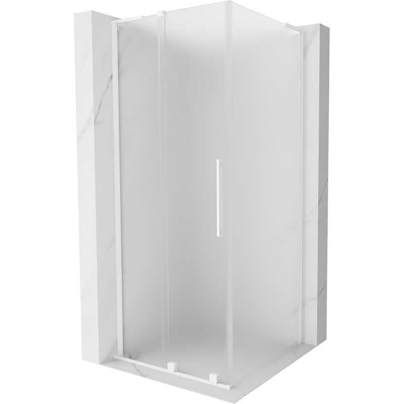Mexen Velar L sliding shower cabin 110 x 110 cm, frosted, white - 871-110-110-33-20
