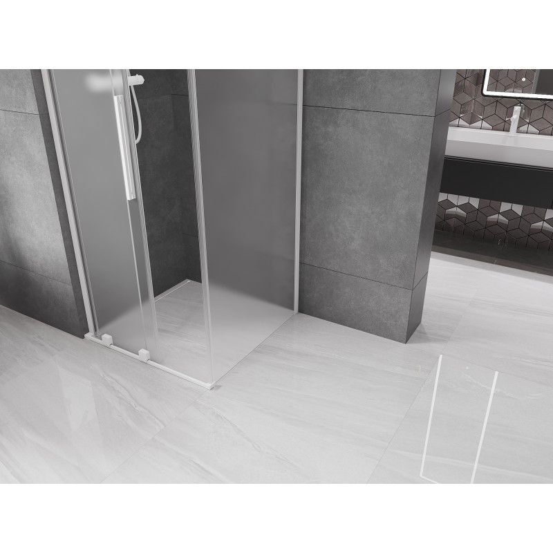 Mexen Velar L shower cabin sliding 110 x 110 cm, frosted, white - 871-110-110-33-20
