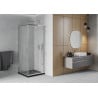 Mexen Rio 90 x 90 cm square shower cabin, frost, chrome + Flat black shower tray - 860-090-090-01-30-4070