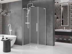 Mexen Velar L sliding shower cabin 100 x 70 cm, frosted, white - 871-100-070-33-20