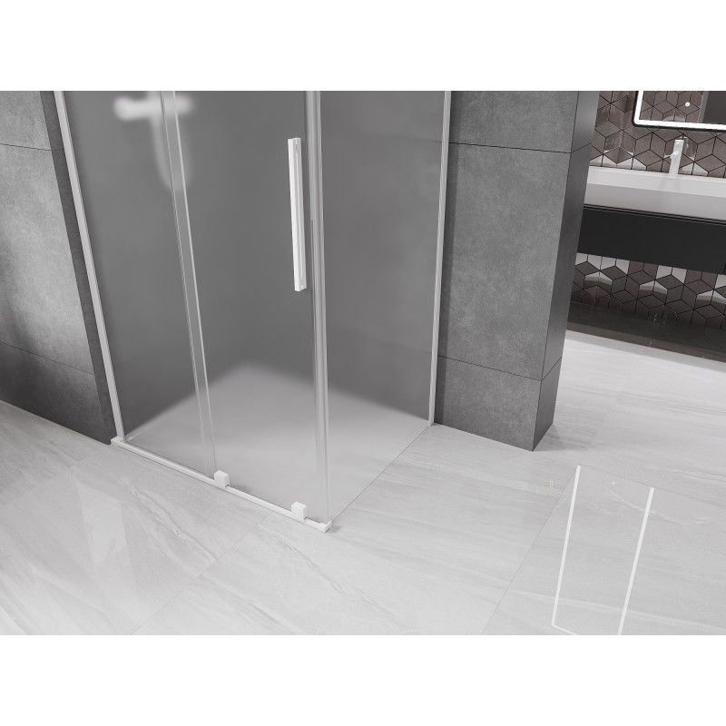 Mexen Velar L sliding shower enclosure 100 x 70 cm, frost, white - 871-100-070-33-20