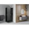 Mexen Rio square shower cubicle 90 x 90 cm, Graphite, Chrome + shower tray Flat, Black - 860-090-090-01-40-4070