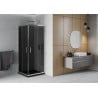 Mexen Rio square shower cubicle 90 x 90 cm, Graphite, Chrome + shower tray Flat, Black - 860-090-090-01-40-4070