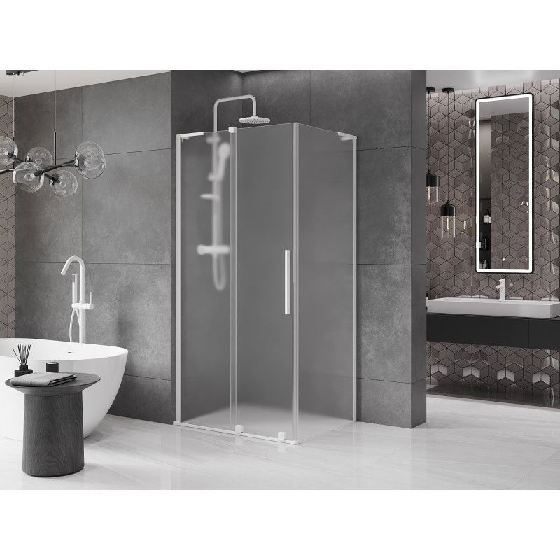 Mexen Velar L sliding shower cabin 120 x 90 cm, frost, white - 871-120-090-33-20