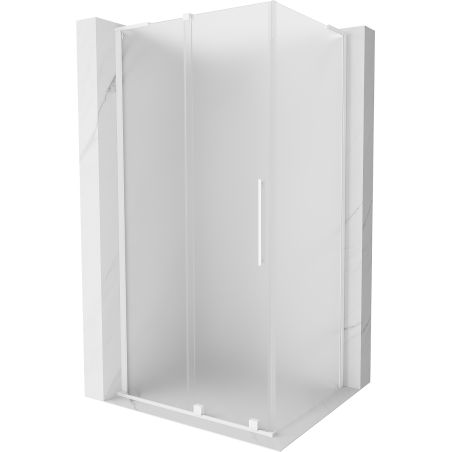 Mexen Velar L sliding shower cabin 120 x 100 cm, frosted, white - 871-120-100-33-20