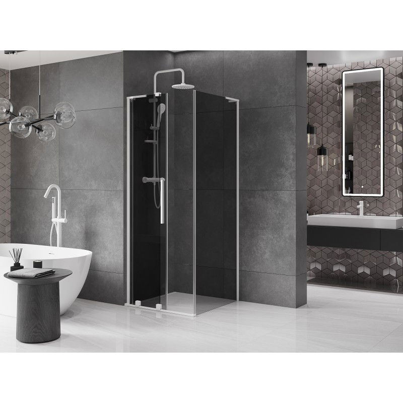 Mexen Velar L Sliding Shower Cabin 100 x 100 cm, Graphite, White - 871-100-100-43-20