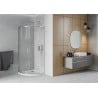 Mexen Rio semi-circular shower cabin 80 x 80 cm, transparent, chrome + Flat shower tray, white - 863-080-080-01-00-4110