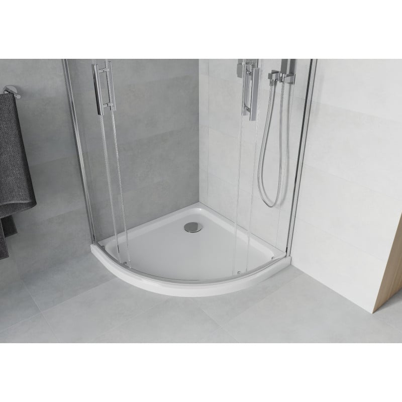 Mexen Rio semi-circular shower cabin 80 x 80 cm, transparent, chrome + Flat tray, white - 863-080-080-01-00-4110