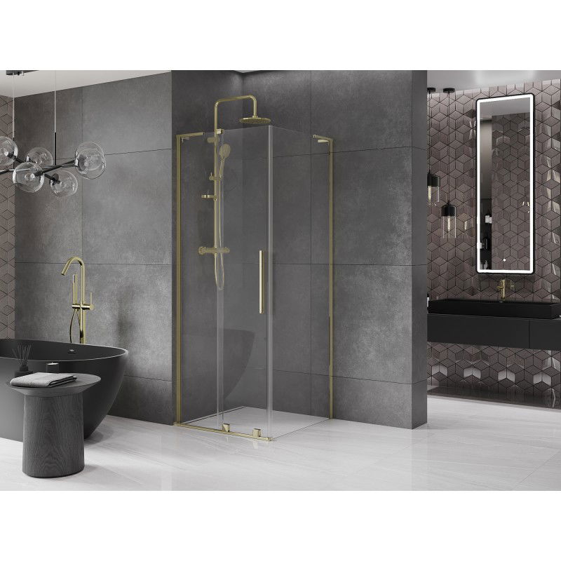 Mexen Velar L sliding shower cabin 90 x 90 cm, transparent, gold - 871-090-090-03-50