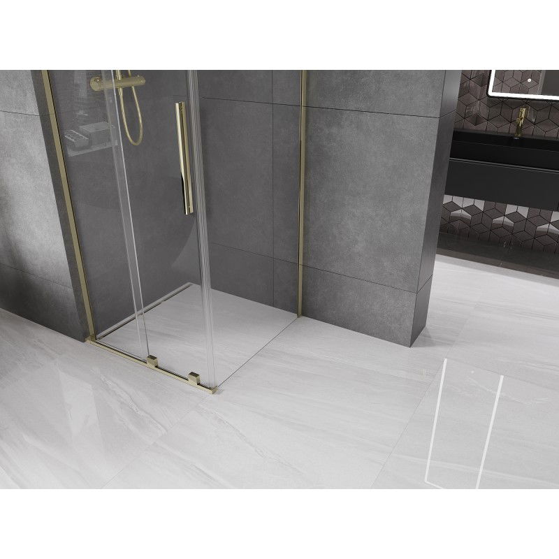 Mexen Velar L sliding shower cabin 100 x 100 cm, transparent, gold - 871-100-100-03-50