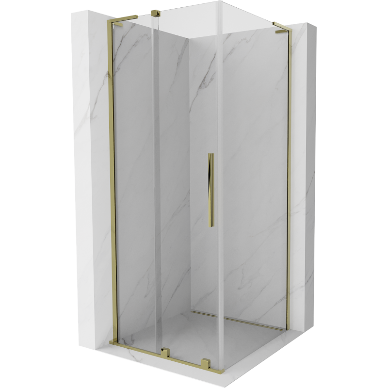 Mexen Velar L sliding shower enclosure 120 x 120 cm, transparent, gold - 871-120-120-03-50