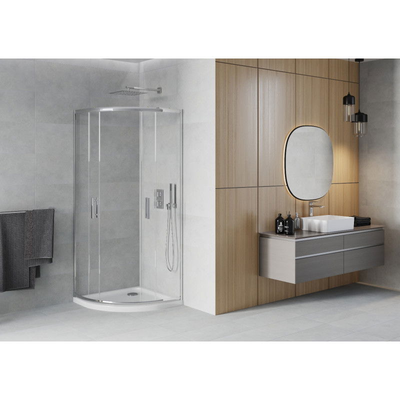 Mexen Rio round shower cabin 90 x 90 cm, transparent, chrome + Flat tray, white - 863-090-090-01-00-4110