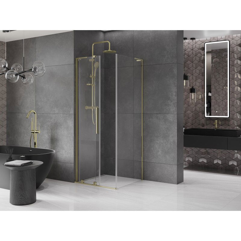 Mexen Velar L Sliding Shower Enclosure 120 x 120 cm, Transparent, Gold - 871-120-120-03-50