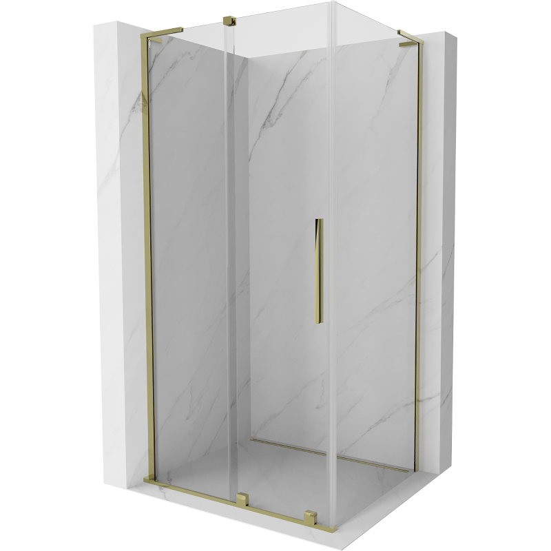 Mexen Velar L sliding shower cabin 100 x 70 cm, transparent, gold - 871-100-070-03-50