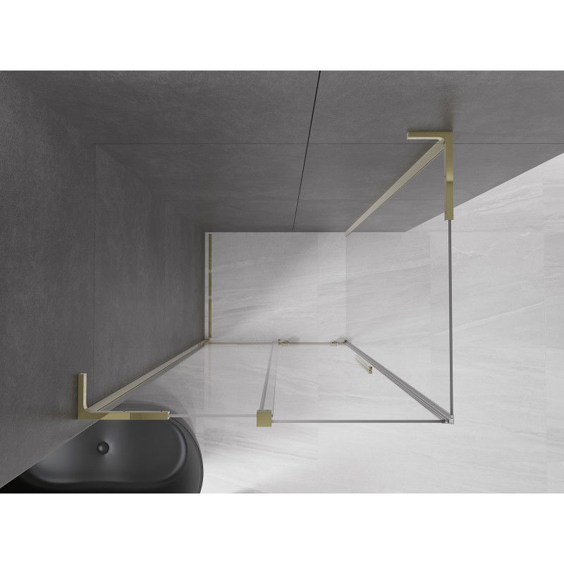 Mexen Velar L sliding shower cabin 90 x 100 cm, transparent, gold - 871-090-100-03-50