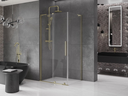 Mexen Velar L sliding shower cabin 110 x 100 cm, transparent, gold - 871-110-100-03-50