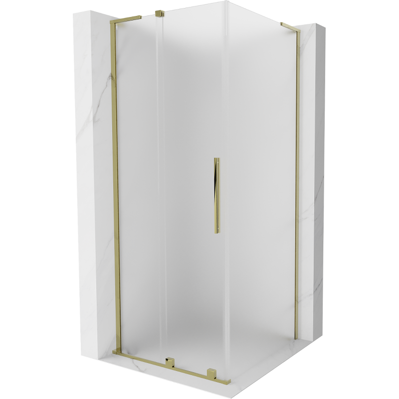 Mexen Velar L sliding shower cabin 100 x 100 cm, frost, gold - 871-100-100-33-50