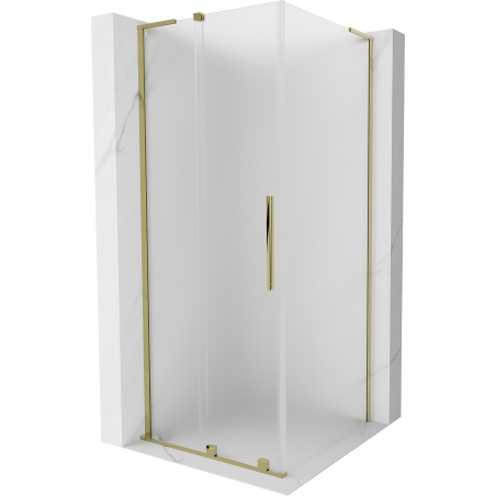 Mexen Velar L sliding shower cabin 100 x 100 cm, frost, gold - 871-100-100-33-50