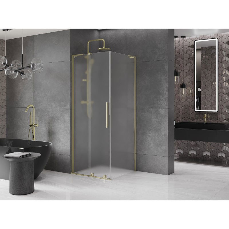 Mexen Velar L sliding shower cabin 110 x 110 cm, frost, gold - 871-110-110-33-50
