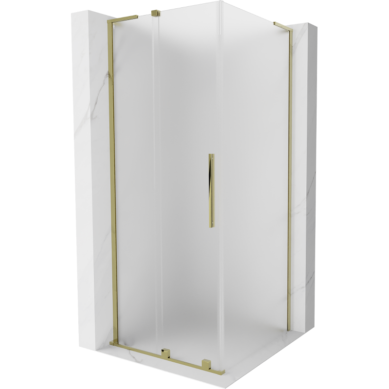 Mexen Velar L sliding shower cabin 110 x 110 cm, frost, gold - 871-110-110-33-50