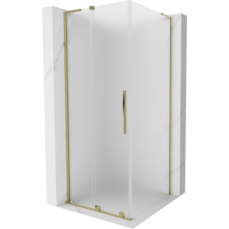 Mexen Velar L sliding shower cabin 110 x 110 cm, frost, gold - 871-110-110-33-50