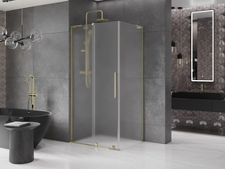 Mexen Velar L sliding shower cabin 90 x 80 cm, frosted, gold - 871-090-080-33-50