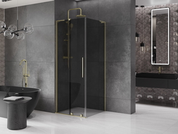 Mexen Velar L sliding shower cabin 120 x 120 cm, graphite, gold - 871-120-120-43-50