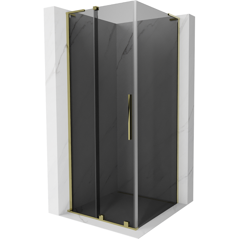 Mexen Velar L sliding shower cabin 120 x 120 cm, graphite, gold - 871-120-120-43-50