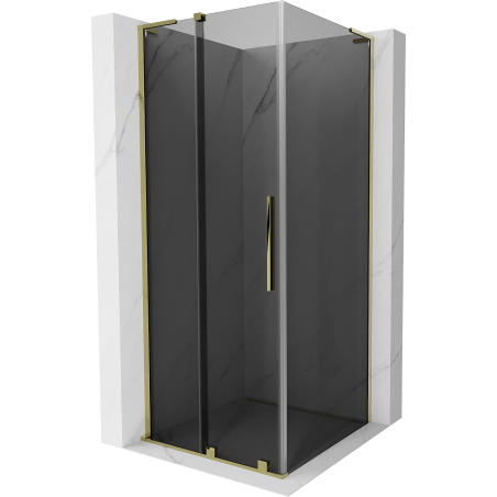Mexen Velar L sliding shower cabin 120 x 120 cm, graphite, gold - 871-120-120-43-50
