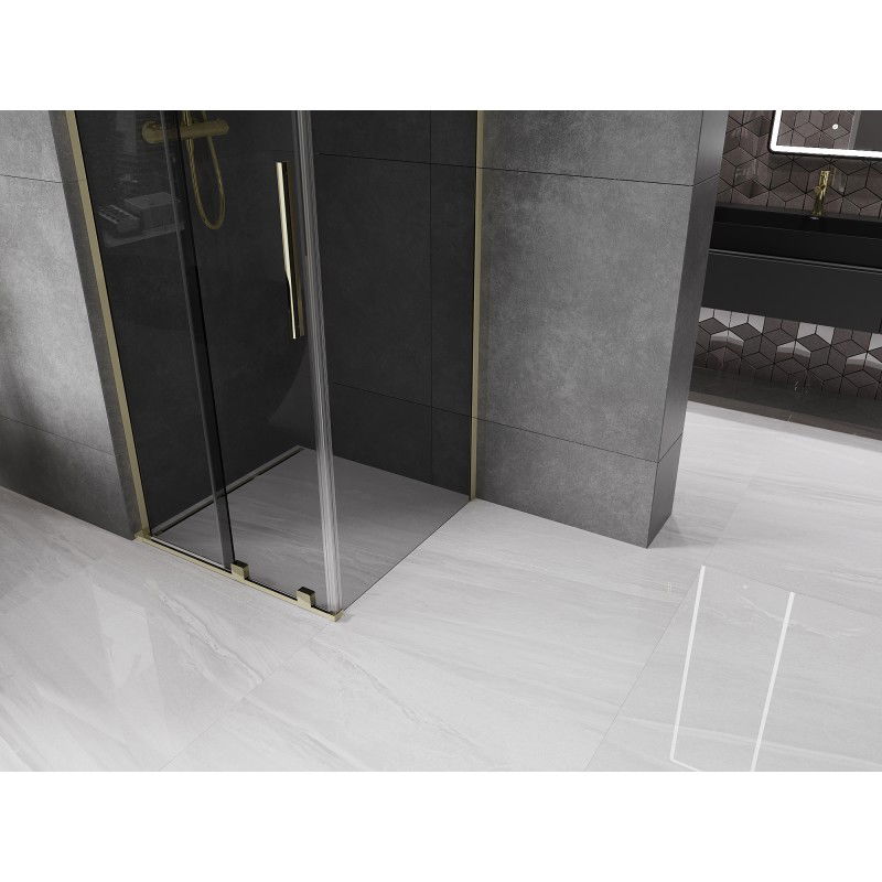 Mexen Velar L sliding shower cabin 120 x 120 cm, graphite, gold - 871-120-120-43-50