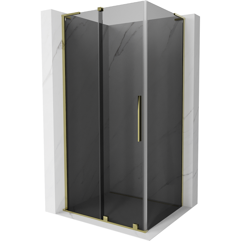 Mexen Velar L sliding shower enclosure 100 x 70 cm, graphite, gold - 871-100-070-43-50