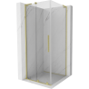 Mexen Velar L sliding shower cabin 100 x 100 cm, transparent, brushed gold - 871-100-100-03-55