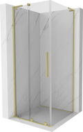 Mexen Velar L sliding shower cabin 100 x 100 cm, transparent, brushed gold - 871-100-100-03-55