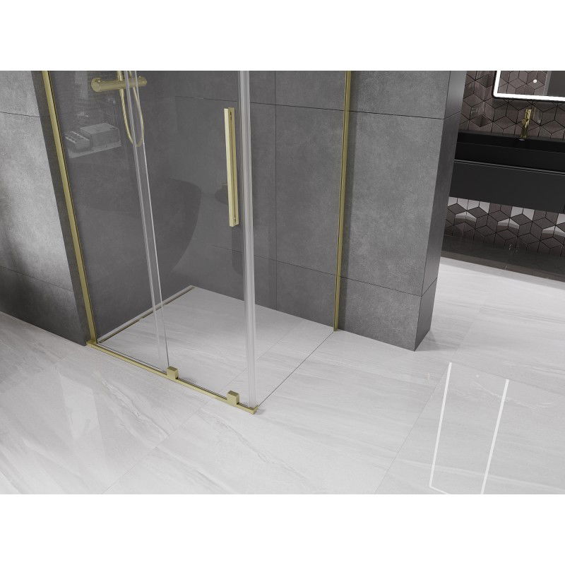 Mexen Velar L sliding shower cabin 90 x 85 cm, transparent, brushed gold - 871-090-085-03-55