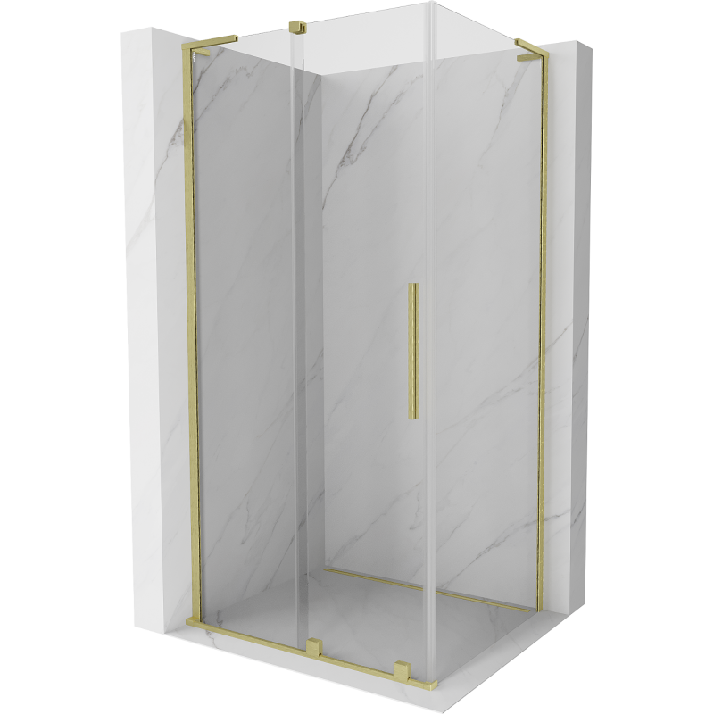 Mexen Velar L sliding shower cabin 90 x 110 cm, transparent, brushed gold - 871-090-110-03-55