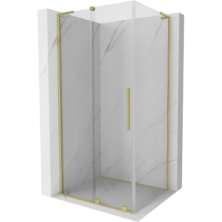 Mexen Velar L Sliding Shower Enclosure 100 x 90 cm, Transparent, Brushed Gold - 871-100-090-03-55