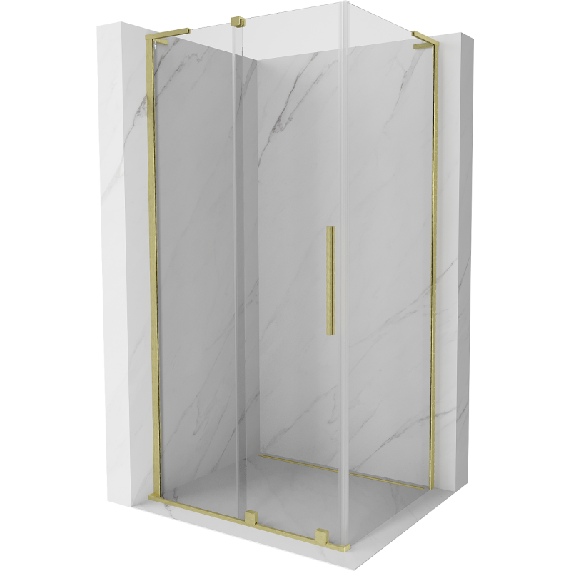 Mexen Velar L sliding shower enclosure 100 x 70 cm, transparent, brushed gold - 871-100-070-03-55