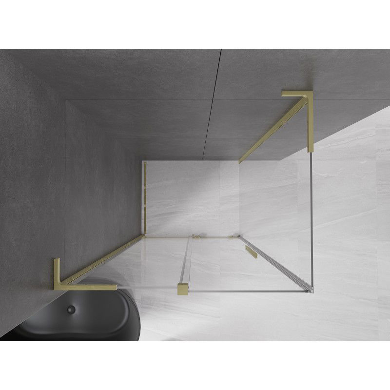Mexen Velar L sliding shower cabin 90 x 85 cm, transparent, brushed gold - 871-090-085-03-55