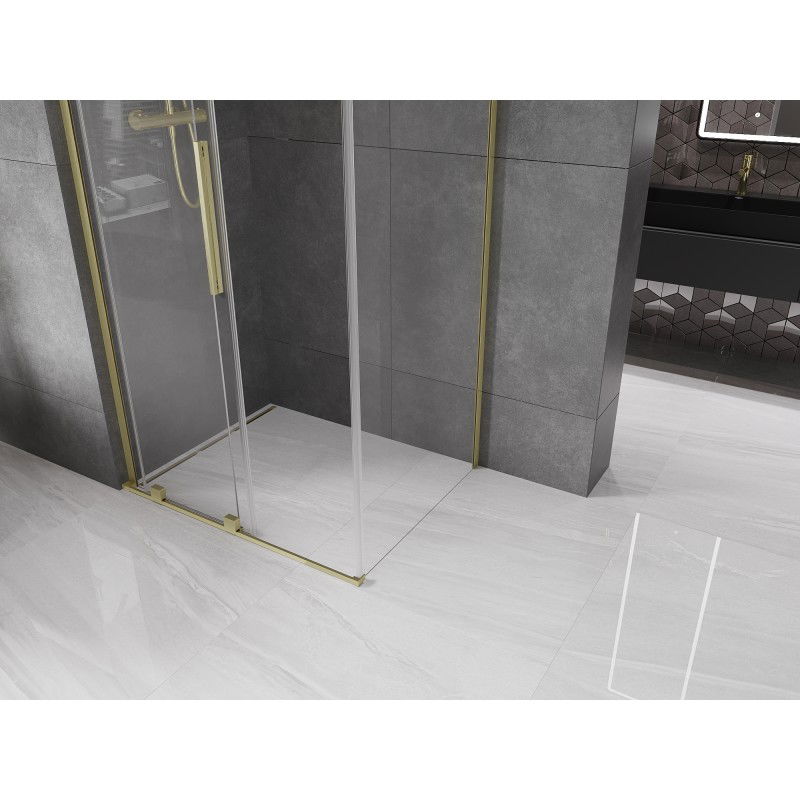 Mexen Velar L sliding shower cabin 100 x 85 cm, transparent, brushed gold - 871-100-085-03-55
