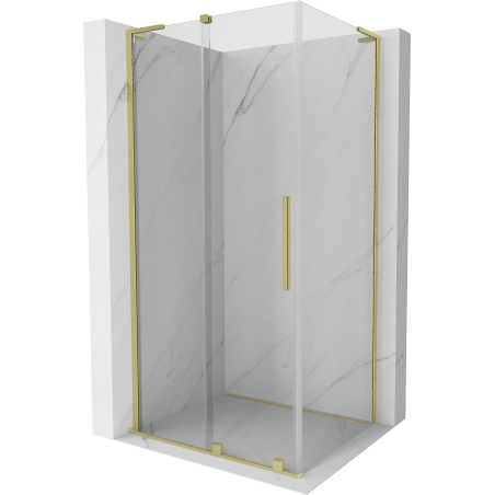 Mexen Velar L sliding shower cabin 110 x 90 cm, transparent, brushed gold - 871-110-090-03-55