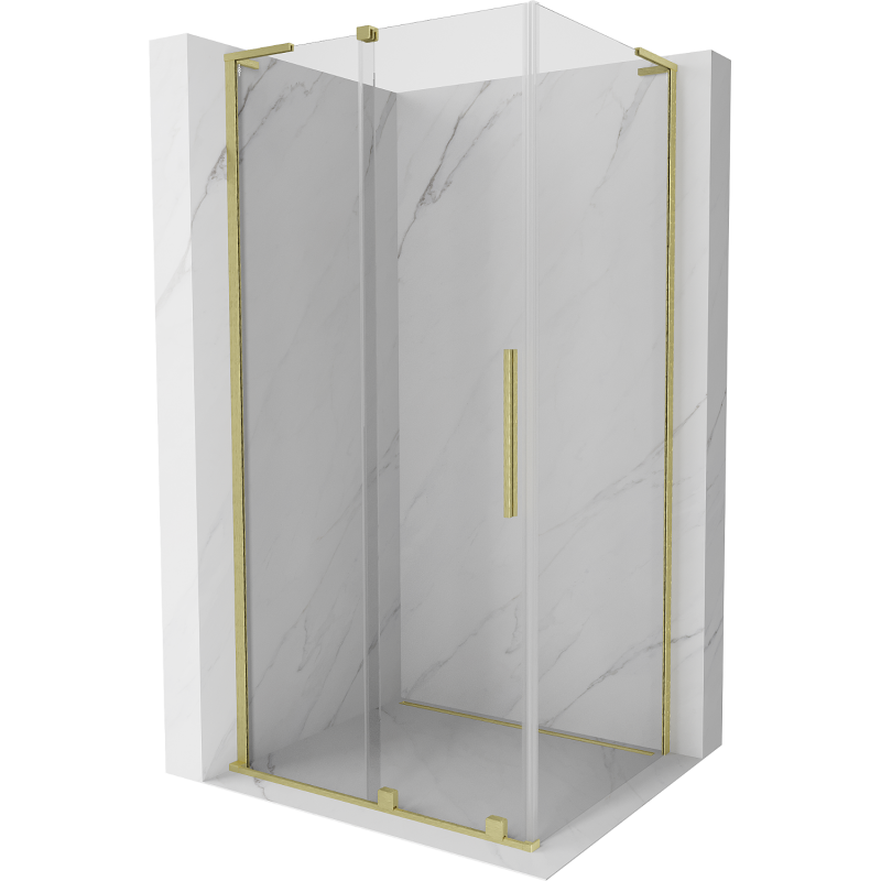 Mexen Velar L sliding shower enclosure 120 x 110 cm, transparent, brushed gold - 871-120-110-03-55