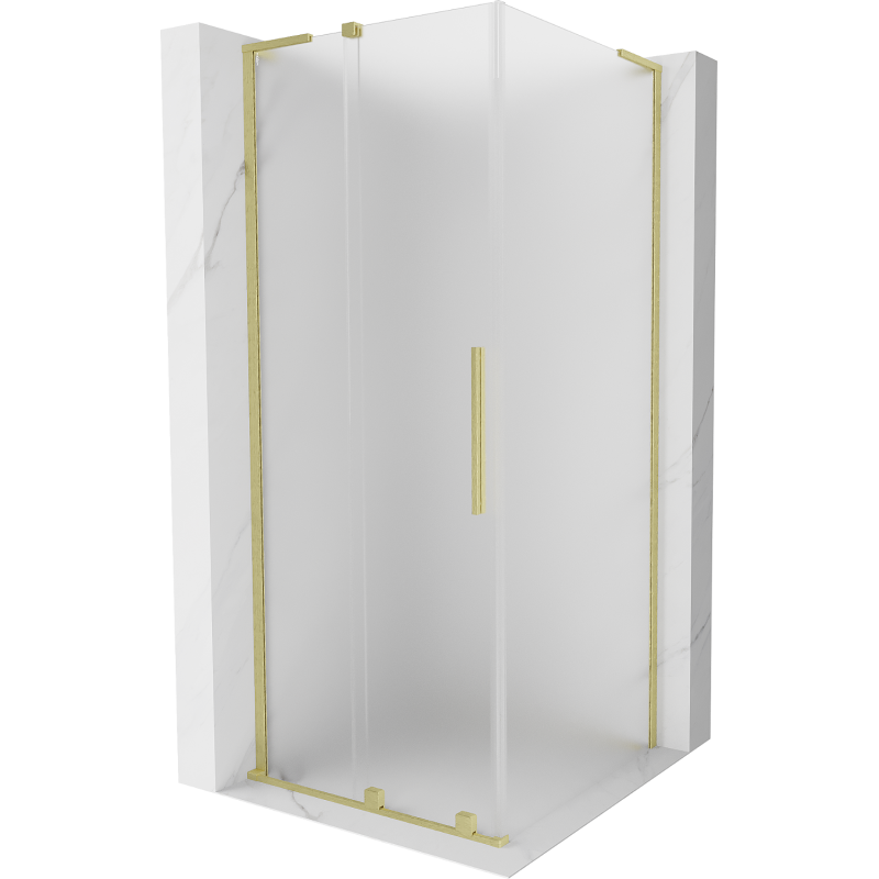 Mexen Velar L sliding shower cabin 90 x 90 cm, frost, brushed gold - 871-090-090-33-55