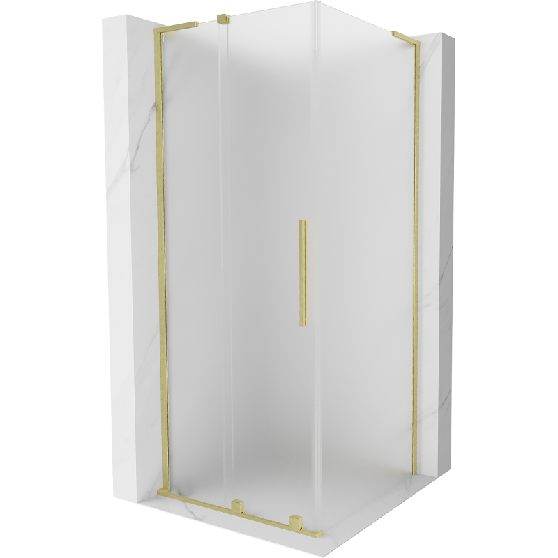 Mexen Velar L Sliding Shower Enclosure 100 x 100 cm, Frosted, Brushed Gold - 871-100-100-33-55