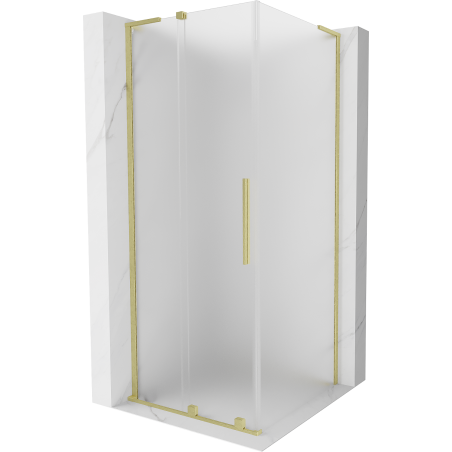 Mexen Velar L sliding shower enclosure 100 x 100 cm, frost, brushed gold - 871-100-100-33-55