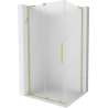 Mexen Velar L sliding shower enclosure 90 x 80 cm, frost, brushed gold - 871-090-080-33-55